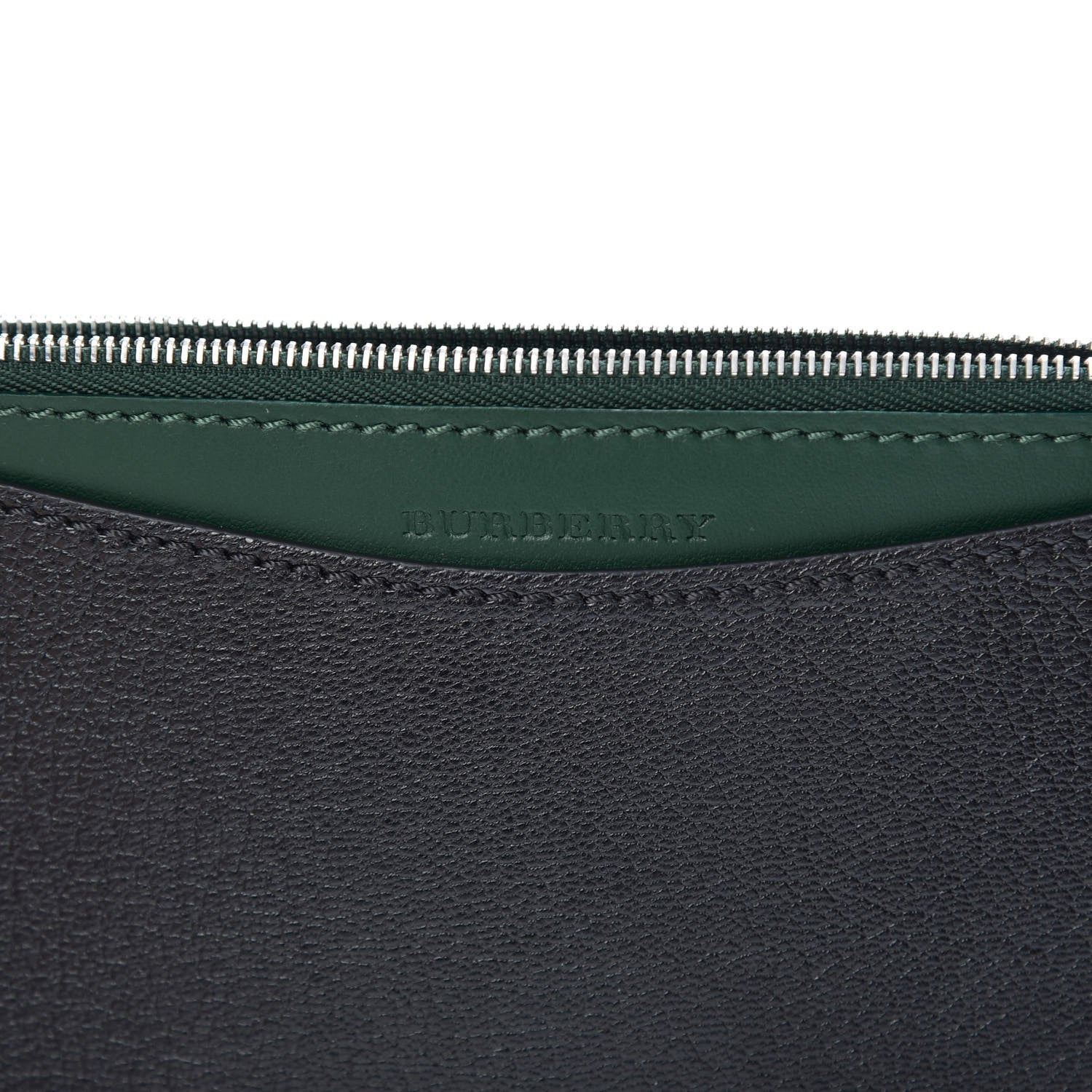 Burberry Goatskin D-Ring Zipper Coin Pouch Black Dark Green 6 of 8