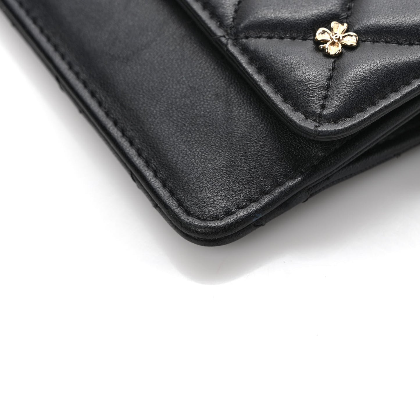 Lambskin Quilted All About Chanel Charm Wristlet Wallet Black