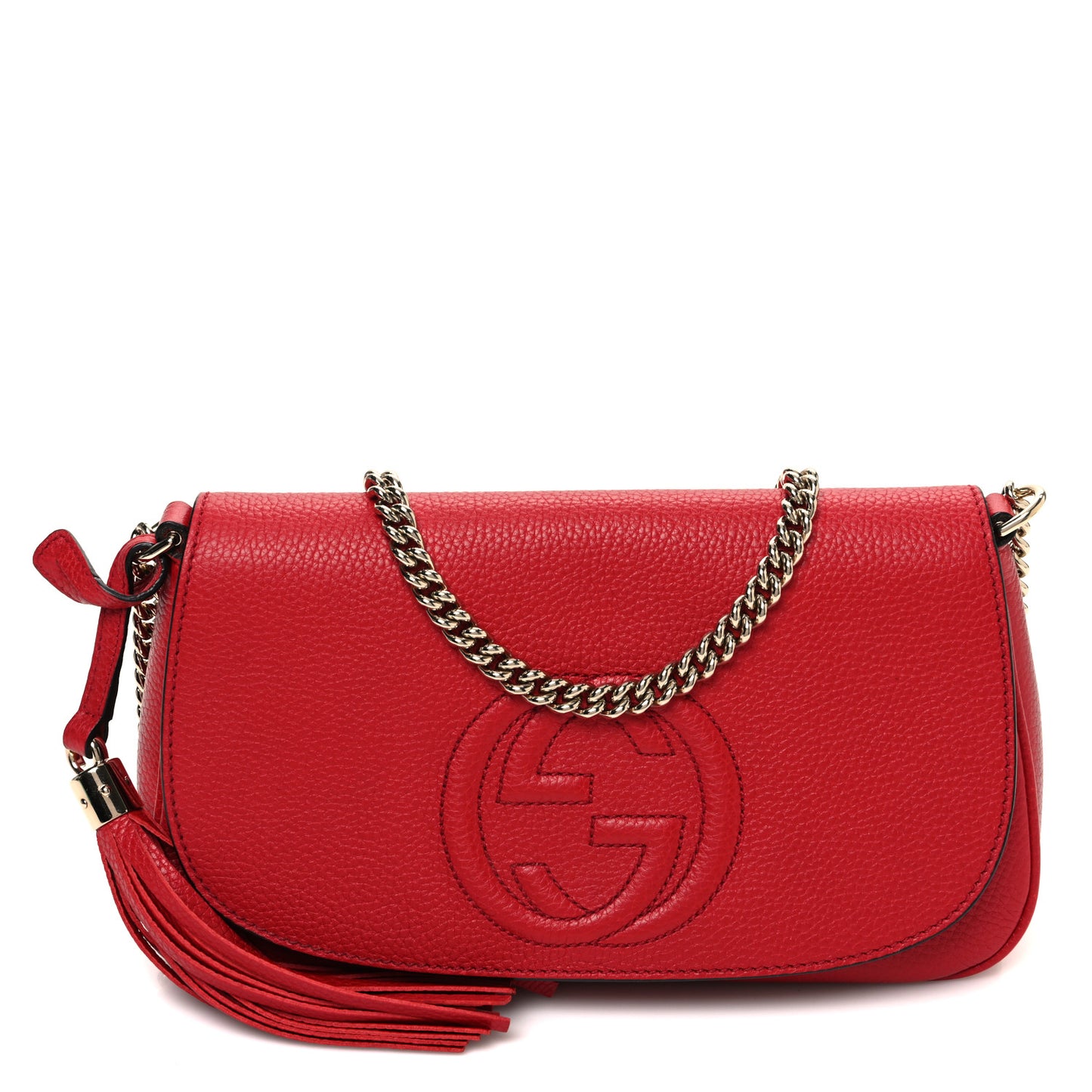 Pebbled Calfskin Medium Soho Flap Crossbody Vibrant Red