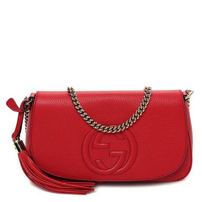 Gucci Pebbled Calfskin Medium Soho Flap Crossbody Vibrant Red 1 of 13