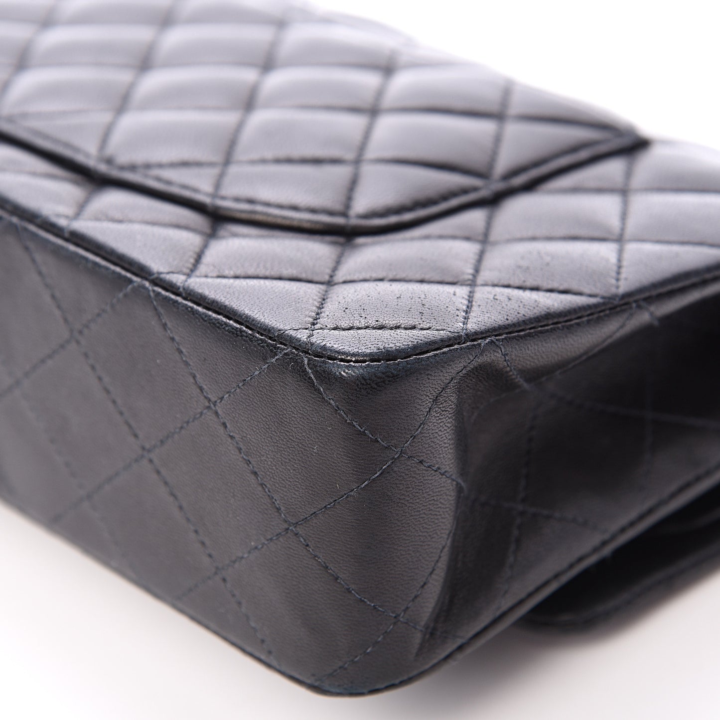 Lambskin Quilted Medium Double Flap Black