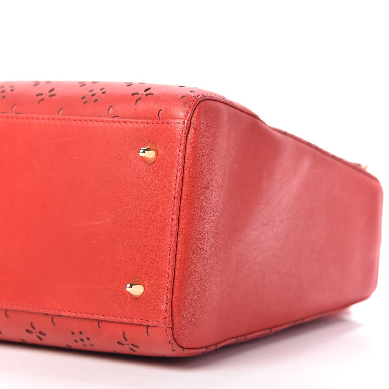 Christian Dior Calfskin Laser Cut Medium Lady Dior Red 7 of 10