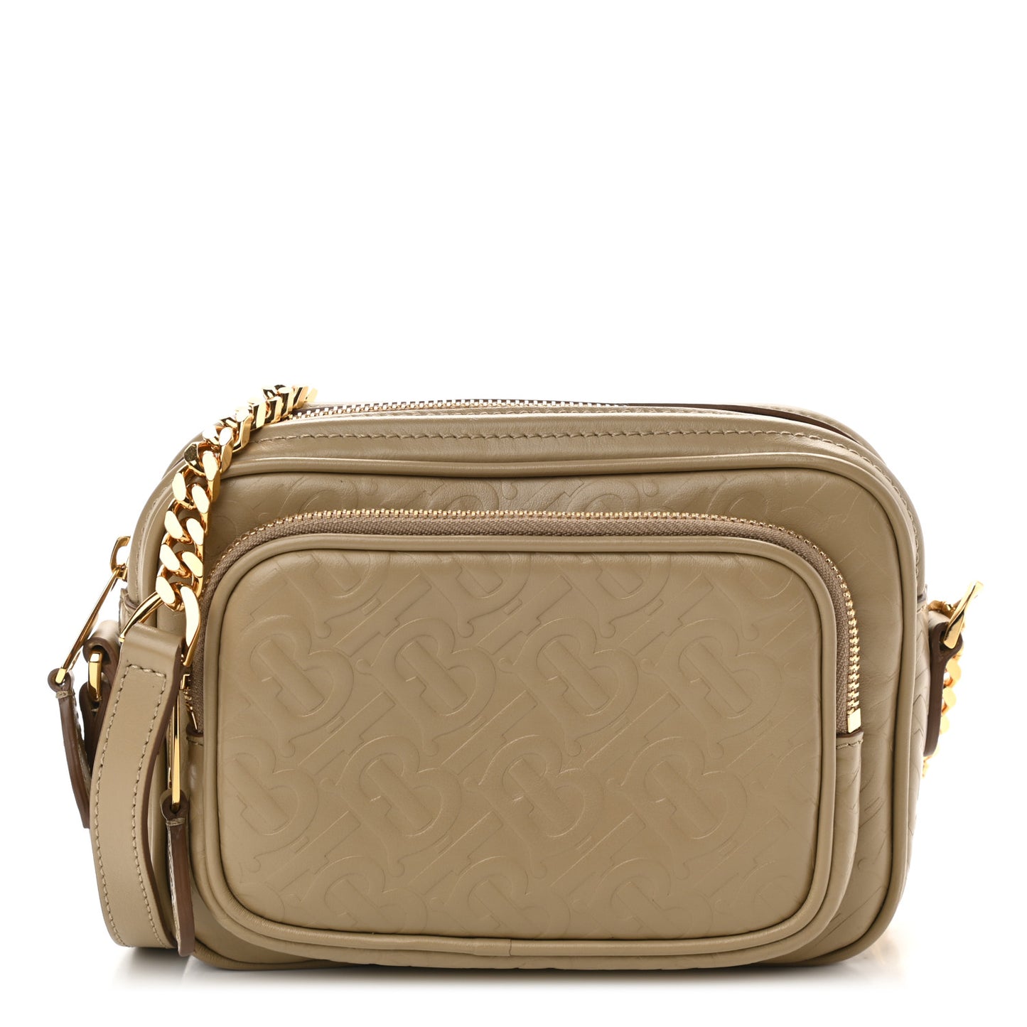 Calfskin Embossed Monogram Camera Chain Bag Honey