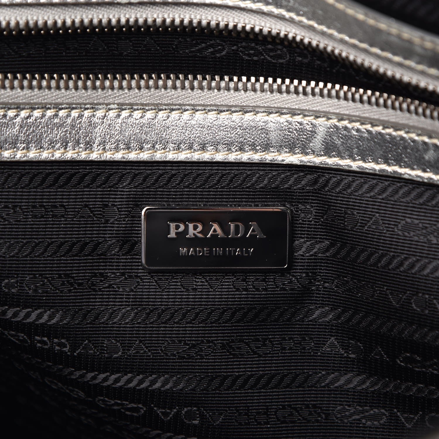 Prada Nappa Saffiano Dressy Gaufre Messenger Argento 6 of 8