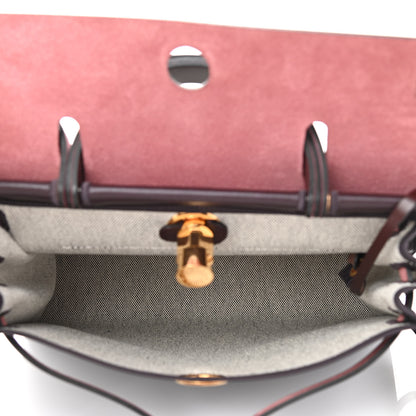 Hermes Toile H Berline Vache Hunter Herbag Zip PM 31 Cassis Ecru Black Rouge Sellier 6 of 12