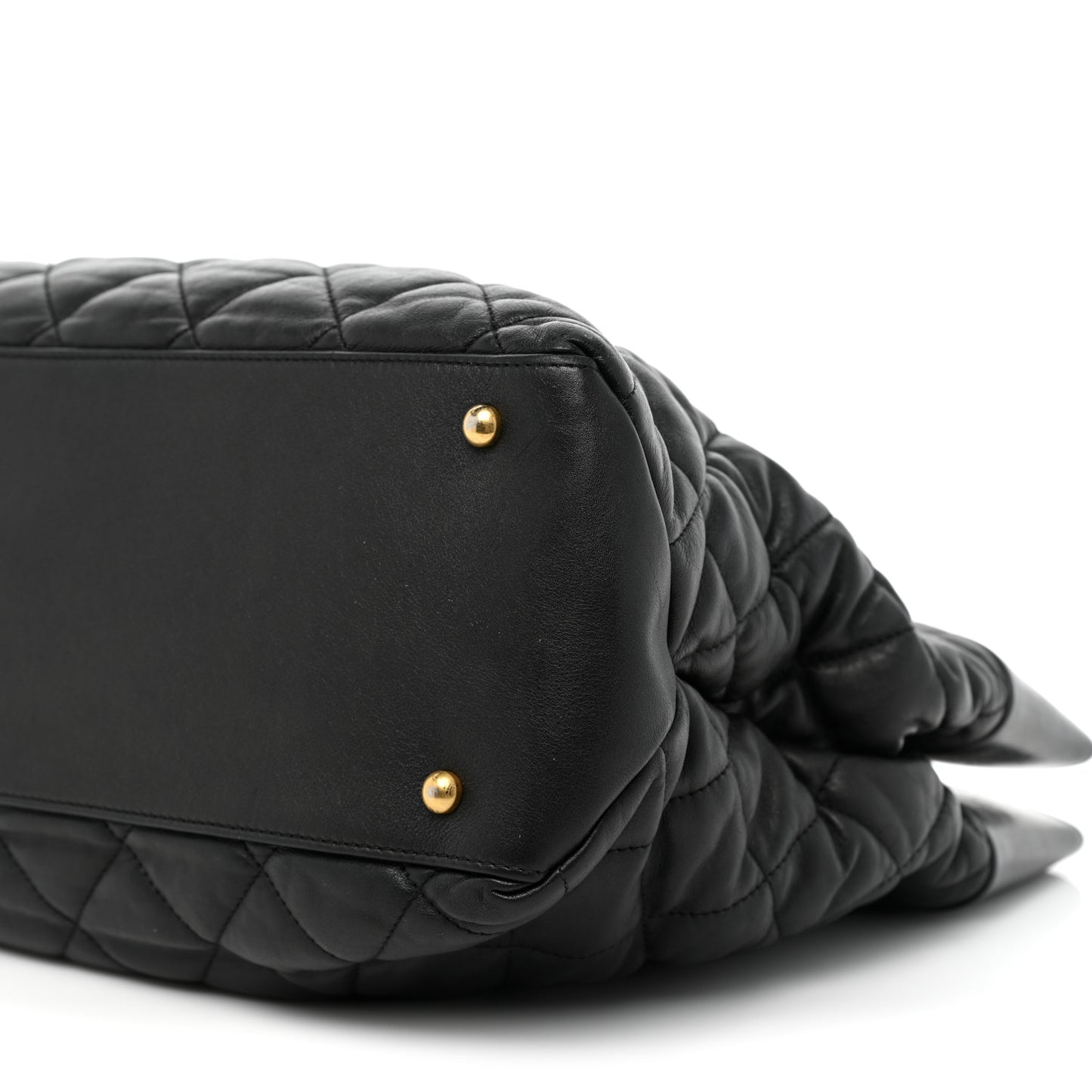 Calfskin Quilted Large Soft Elegance Tote Black