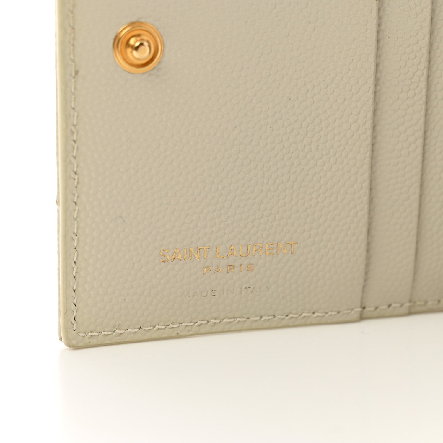 Saint Laurent Grain De Poudre Matelasse Chevron Monogram Zipped Card Case Crema Soft 6 of 7