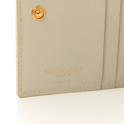 Saint Laurent Grain De Poudre Matelasse Chevron Monogram Zipped Card Case Crema Soft 6 of 7