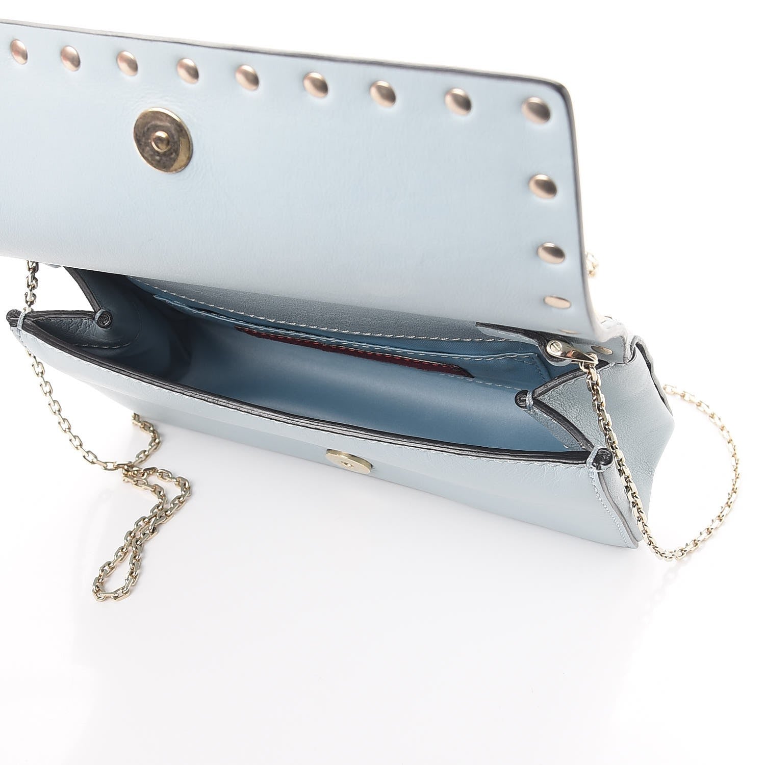 Valentino Garavani Vitello Small Rockstud Chain Flap Crossbody Bag Blue 6 of 10