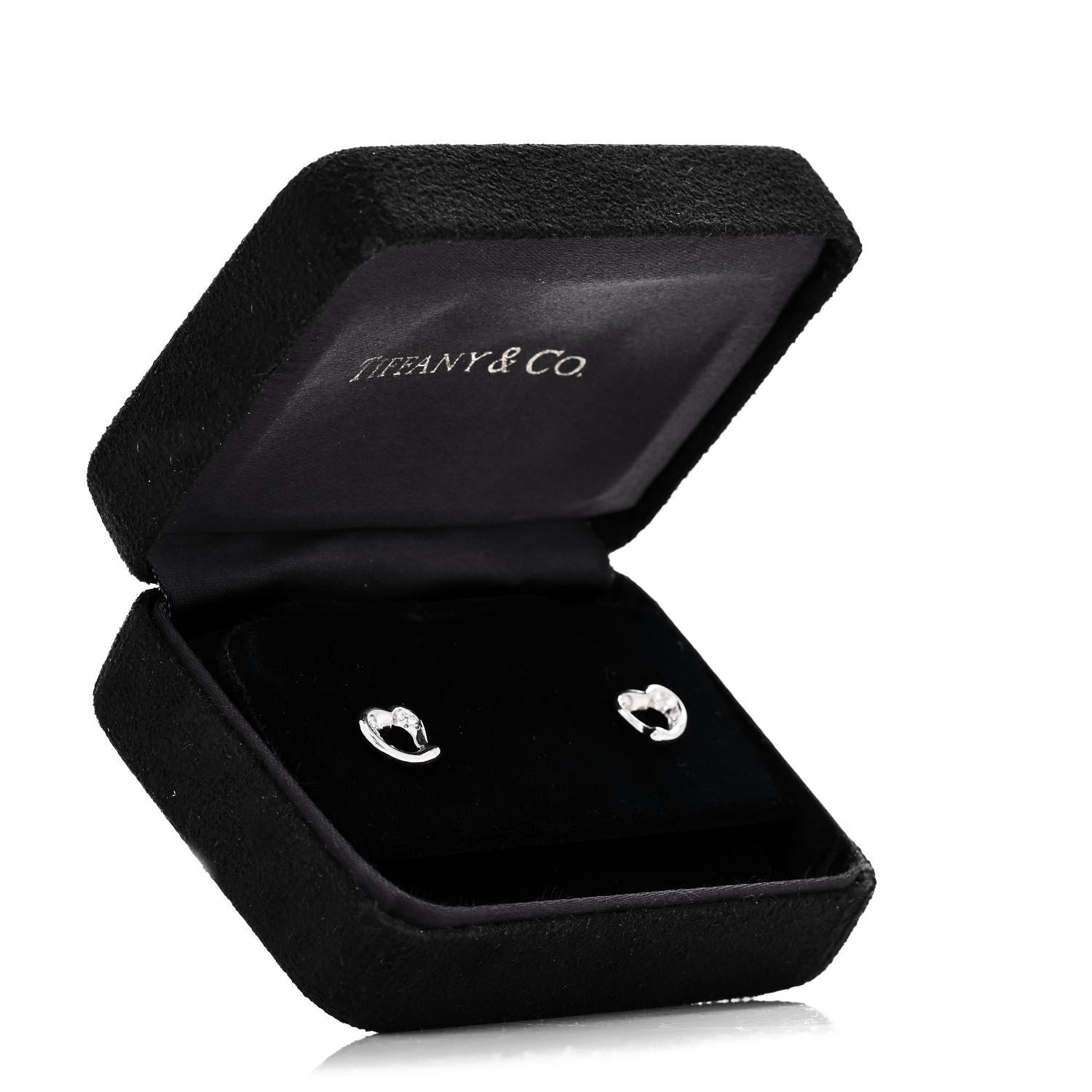 Tiffany Platinum Diamond Elsa Peretti Open Heart Earrings 6 of 6
