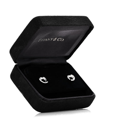 Tiffany Platinum Diamond Elsa Peretti Open Heart Earrings 6 of 6