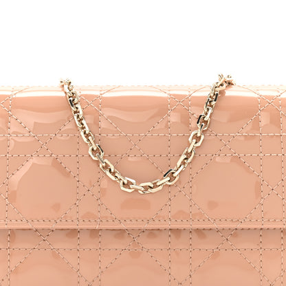 Christian Dior Patent Cannage Lady Dior Rendezvous Wallet On Chain Rose De Vents 8 of 14