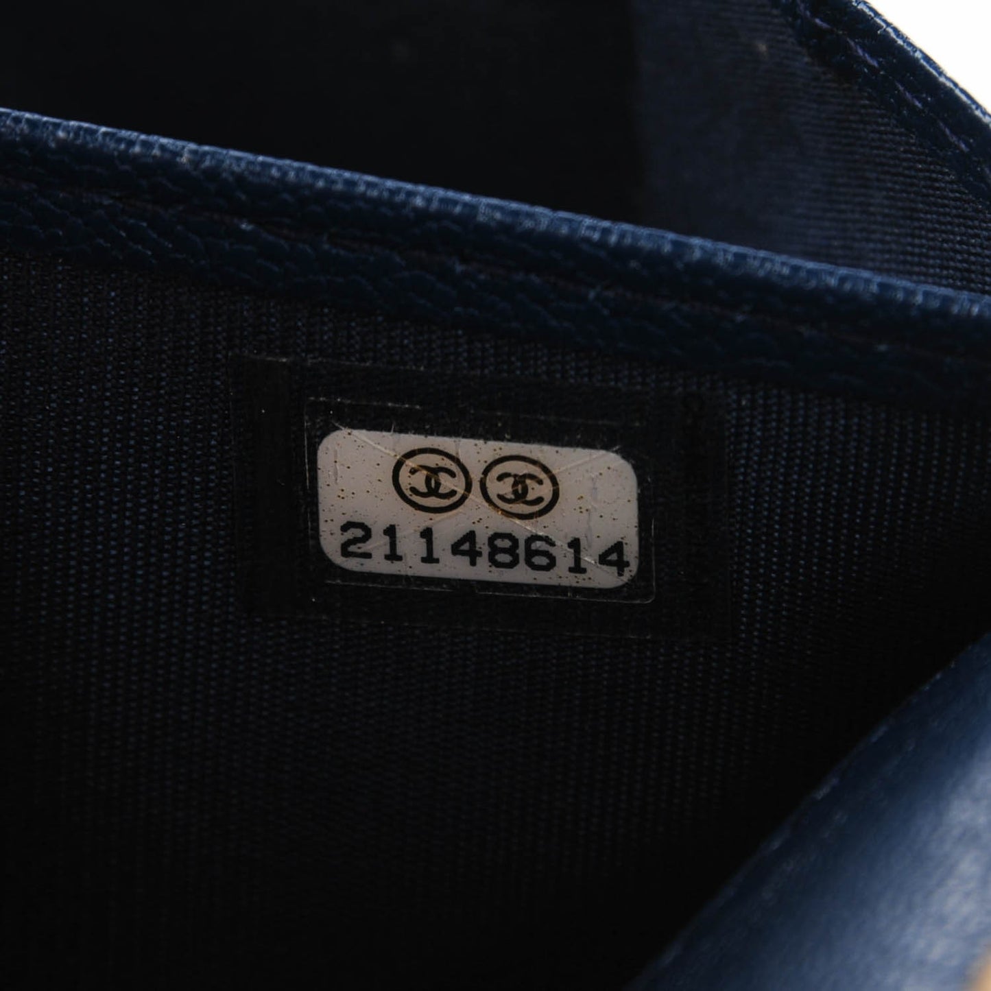 Patent Goatskin Quilted CC Eyelet Wallet On Chain Blue