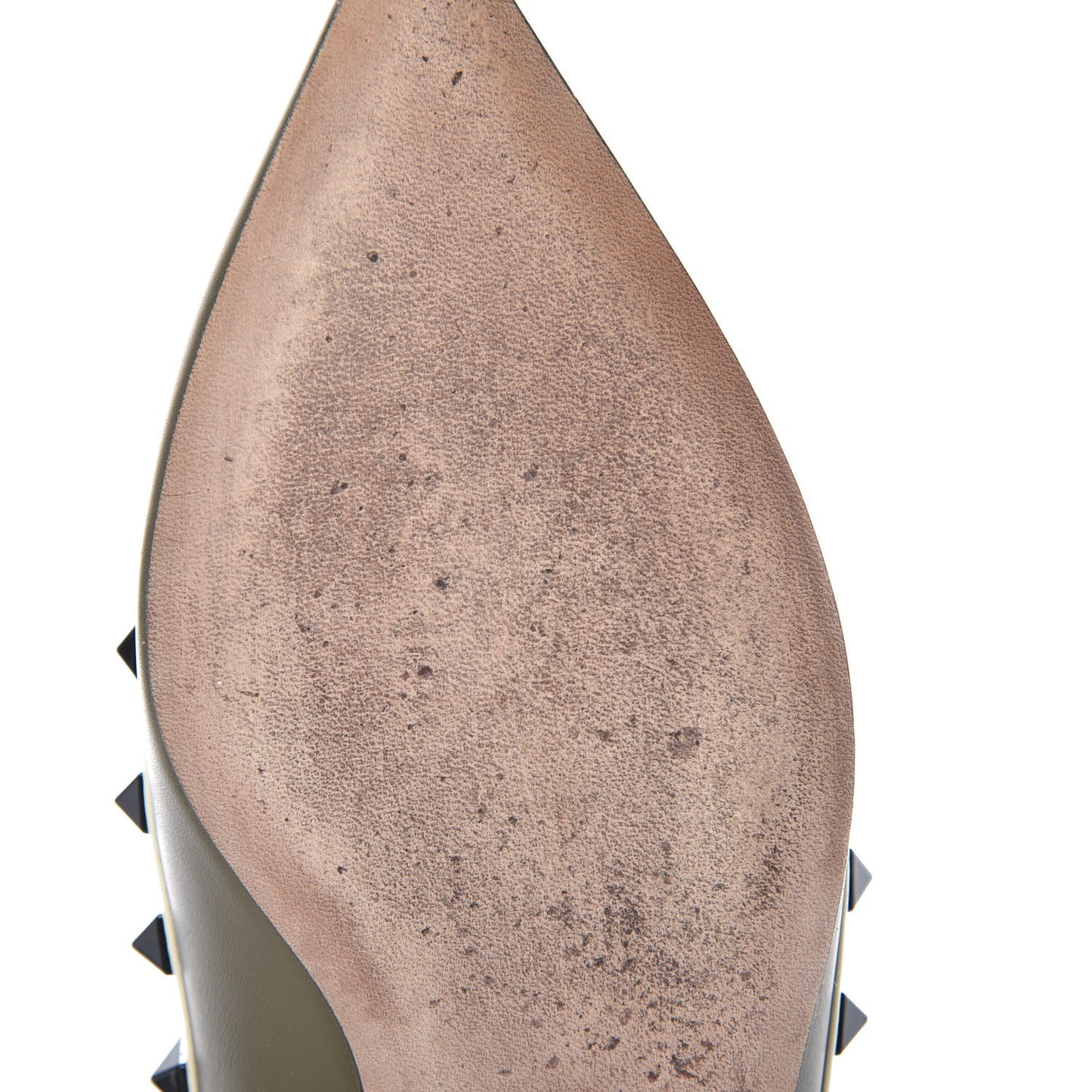 Nappa Rockstud Cage Ballerina Flats 36.5 Army Green Light Ivory