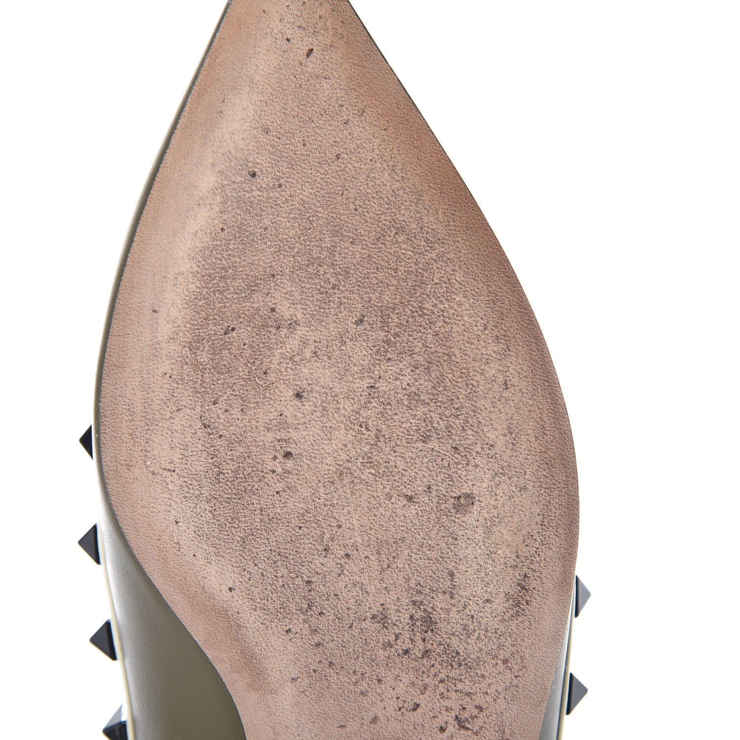 Valentino Garavani Nappa Rockstud Cage Ballerina Flats 36.5 Army Green Light Ivory 8 of 10