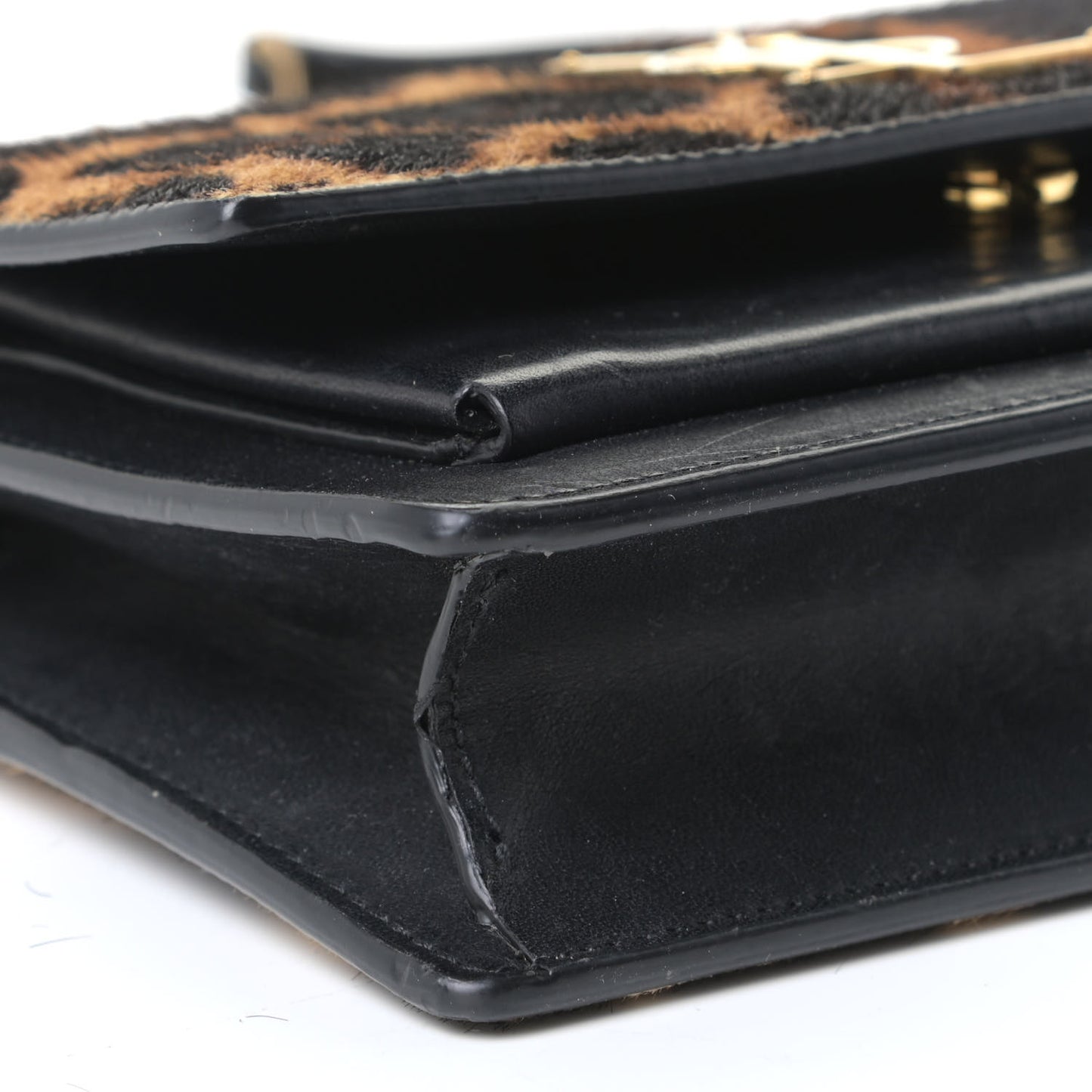 Pony Hair Monogram Leopard Print Sunset Chain Wallet