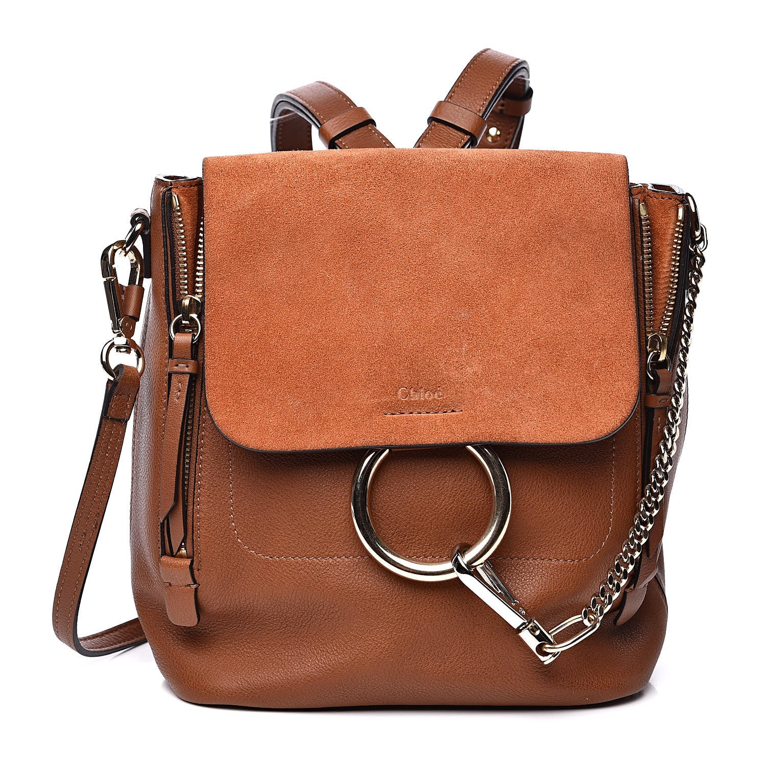 Chloe Suede Calfskin Medium Faye Backpack Tan 1 of 13