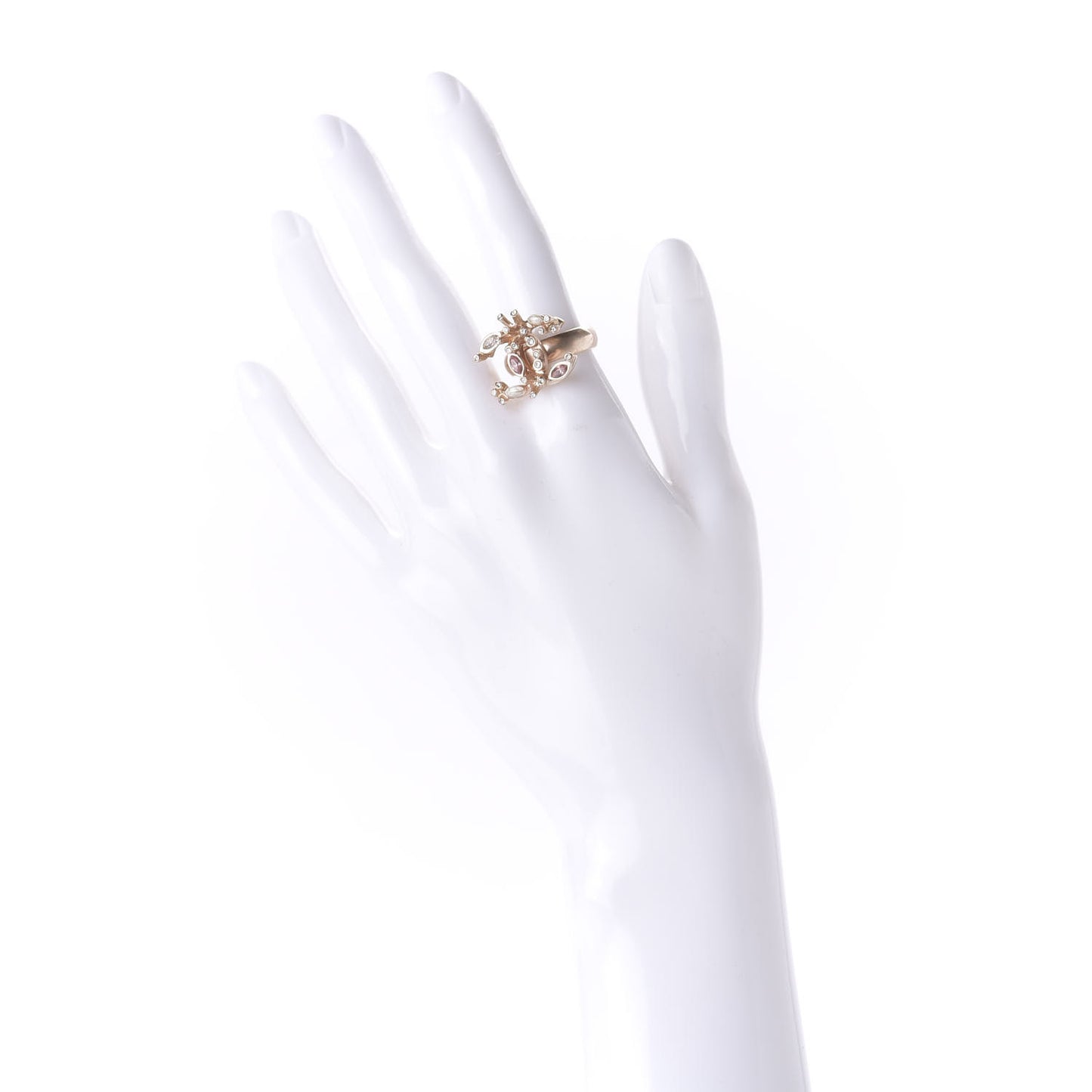 Crystal Marquise CC Logo Ring 6 Rose Gold