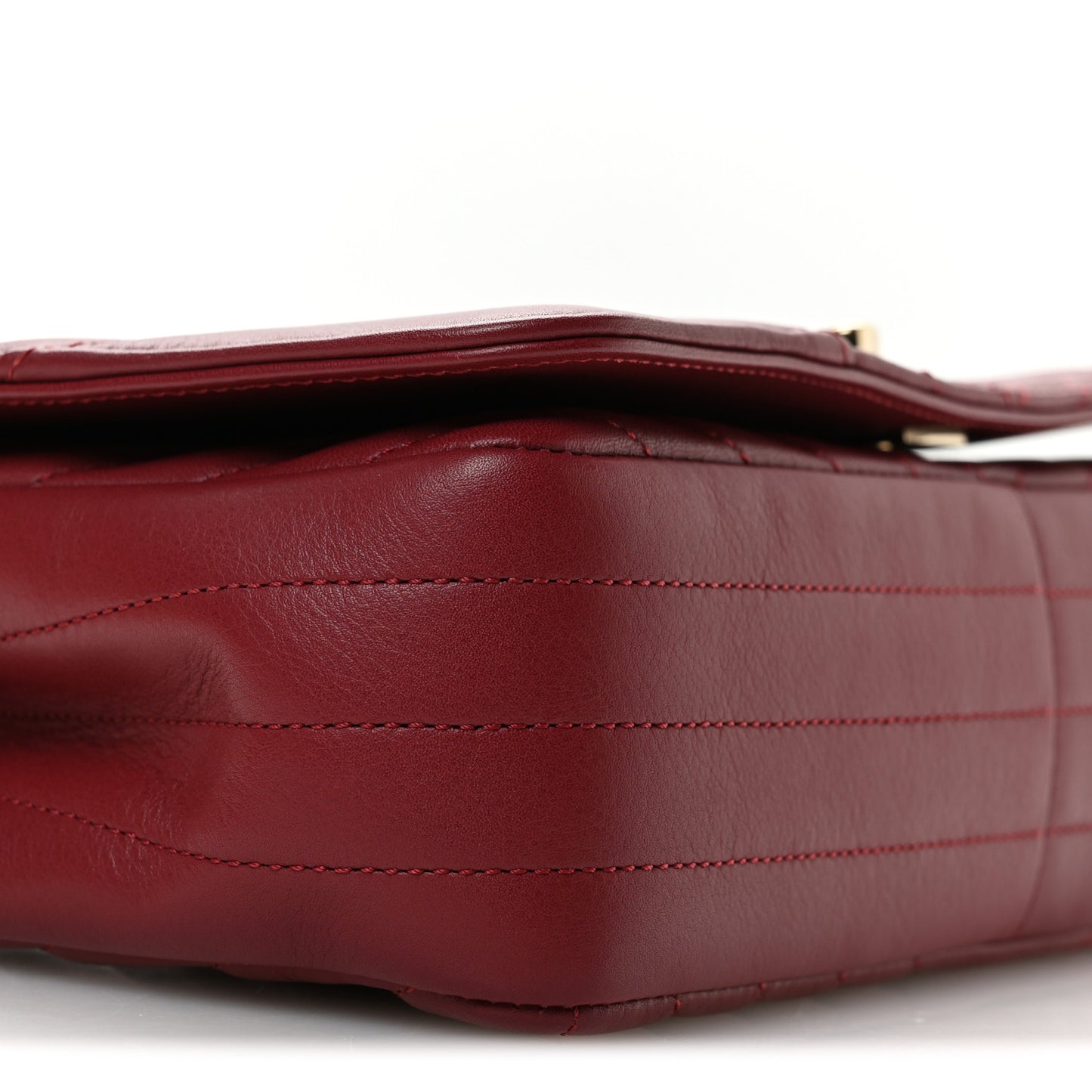 Calfskin Chevron Quilted Small Statement Flap Burgundy