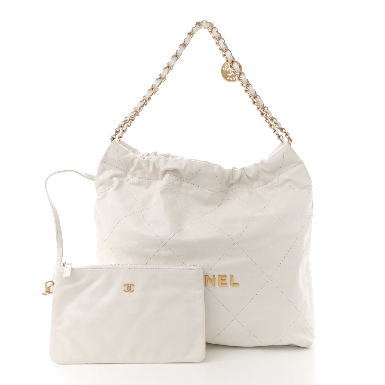 Chanel Shiny Calfskin Quilted Small Chanel 22  White 3 of 13