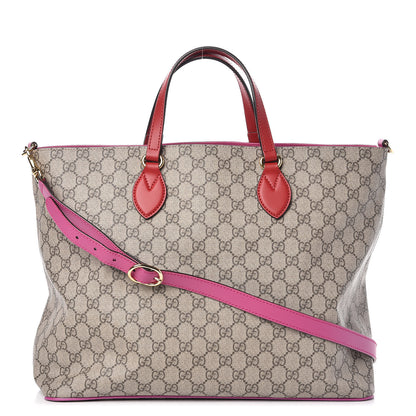 Gucci Soft GG Supreme Monogram Medium Crossbody Tote Beige Hibiscus Red New Rosette 1 of 9