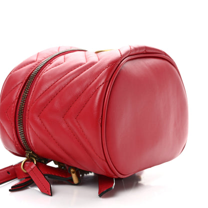 Gucci Calfskin Matelasse Mini GG Marmont Round Backpack Hibiscus Red 8 of 9