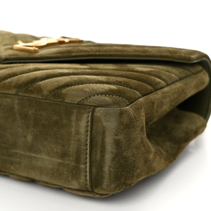 Saint Laurent Suede Matelasse Chevron Monogram Medium College Bag Loden Green 10 of 10