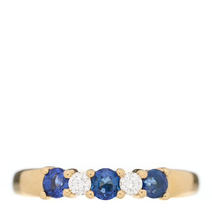 Tiffany 18K Yellow Gold Diamond Blue Sapphire Band Ring 50 5.25 1 of 4