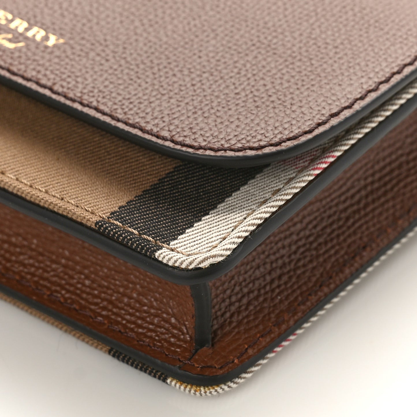 Grained Calfskin House Check Tartan Mix Hampshire Wallet On Chain Tan