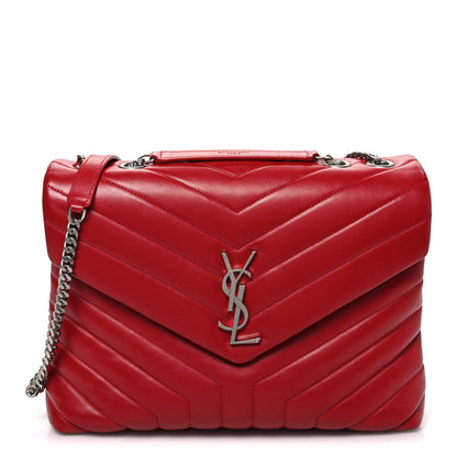 Saint Laurent Calfskin Y Quilted Monogram Medium Loulou Chain Satchel Rouge Eros 1 of 11