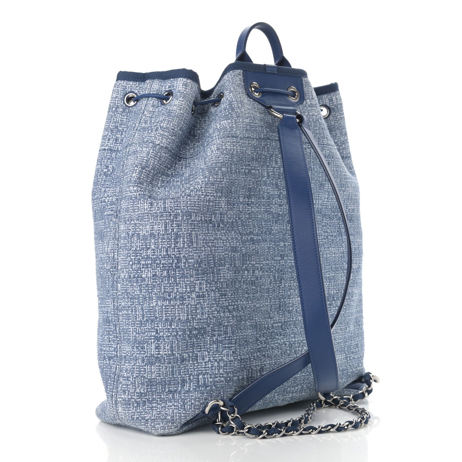 Chanel Canvas Large Deauville Backpack Blue 3 of 10