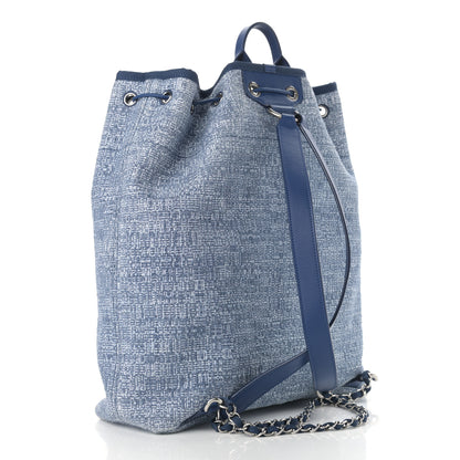 Chanel Canvas Large Deauville Backpack Blue 3 of 10