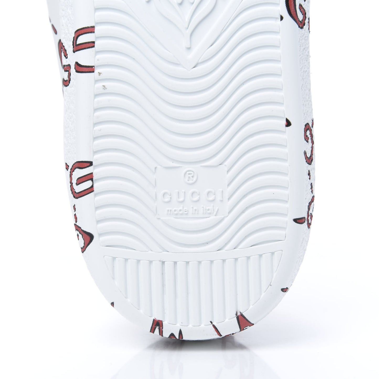 Calfskin GucciGhost Print Mens Ace Sneakers 9 White Hibiscus Red