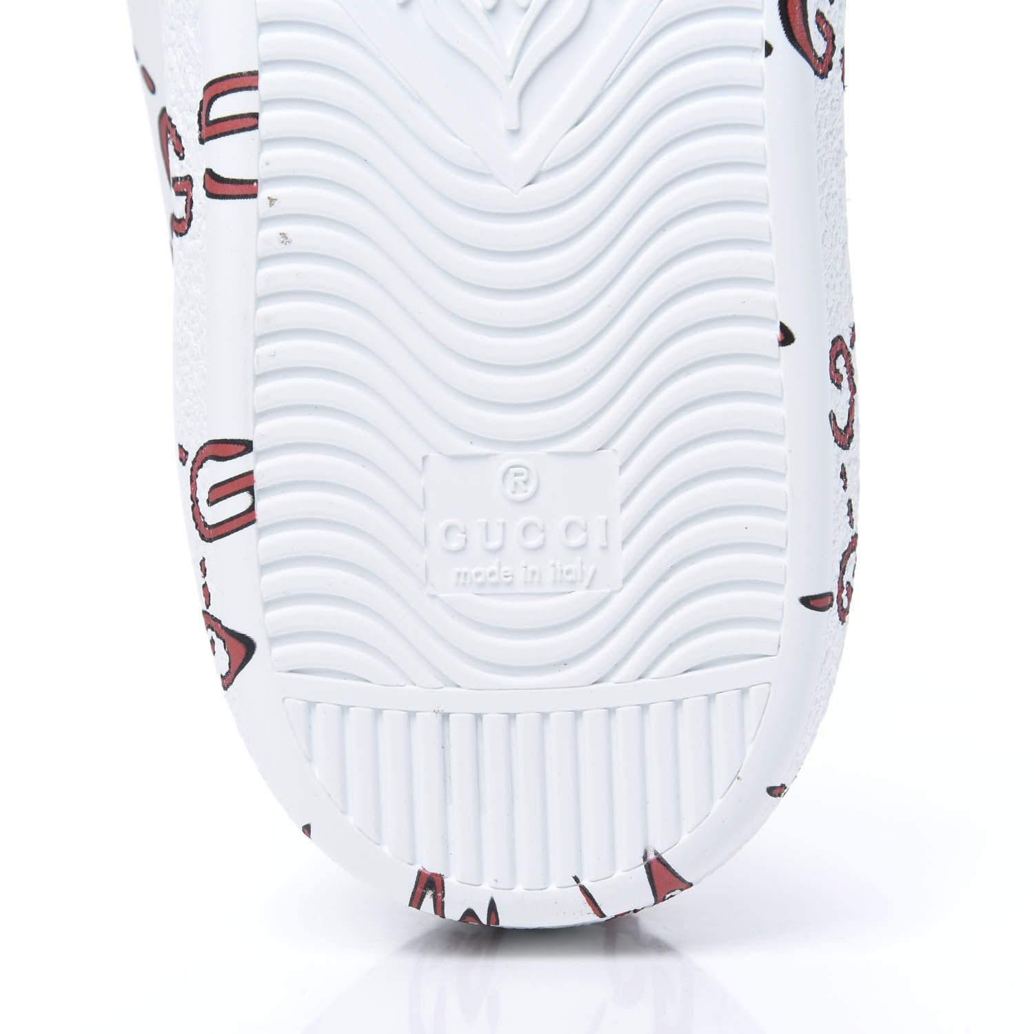 Gucci Calfskin GucciGhost Print Mens Ace Sneakers 9 White Hibiscus Red 6 of 8