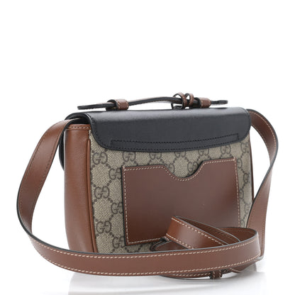 Gucci GG Supreme Monogram New Sakai Lux Calfskin Mini Padlock Flap Pocket Shoulder Bag Beige Ebony Black Cuir 3 of 12