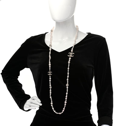 Chanel Pearl Crystal CC Cluster Long Necklace Gold 2 of 7