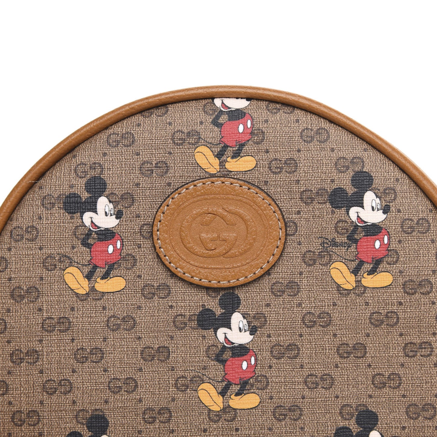 X DISNEY Mini Vintage GG Supreme Monogram Mickey Mouse Round Backpack Beige Vintage Sun Oil