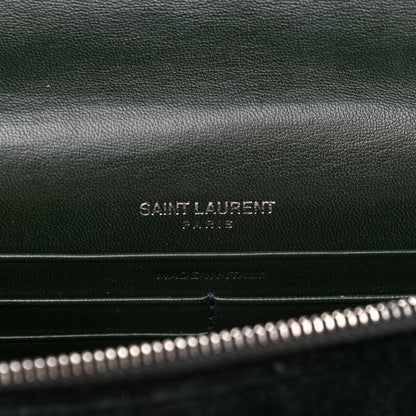 Saint Laurent Velvet Crystal Monogram Tassel Chain Wallet Green 9 of 13