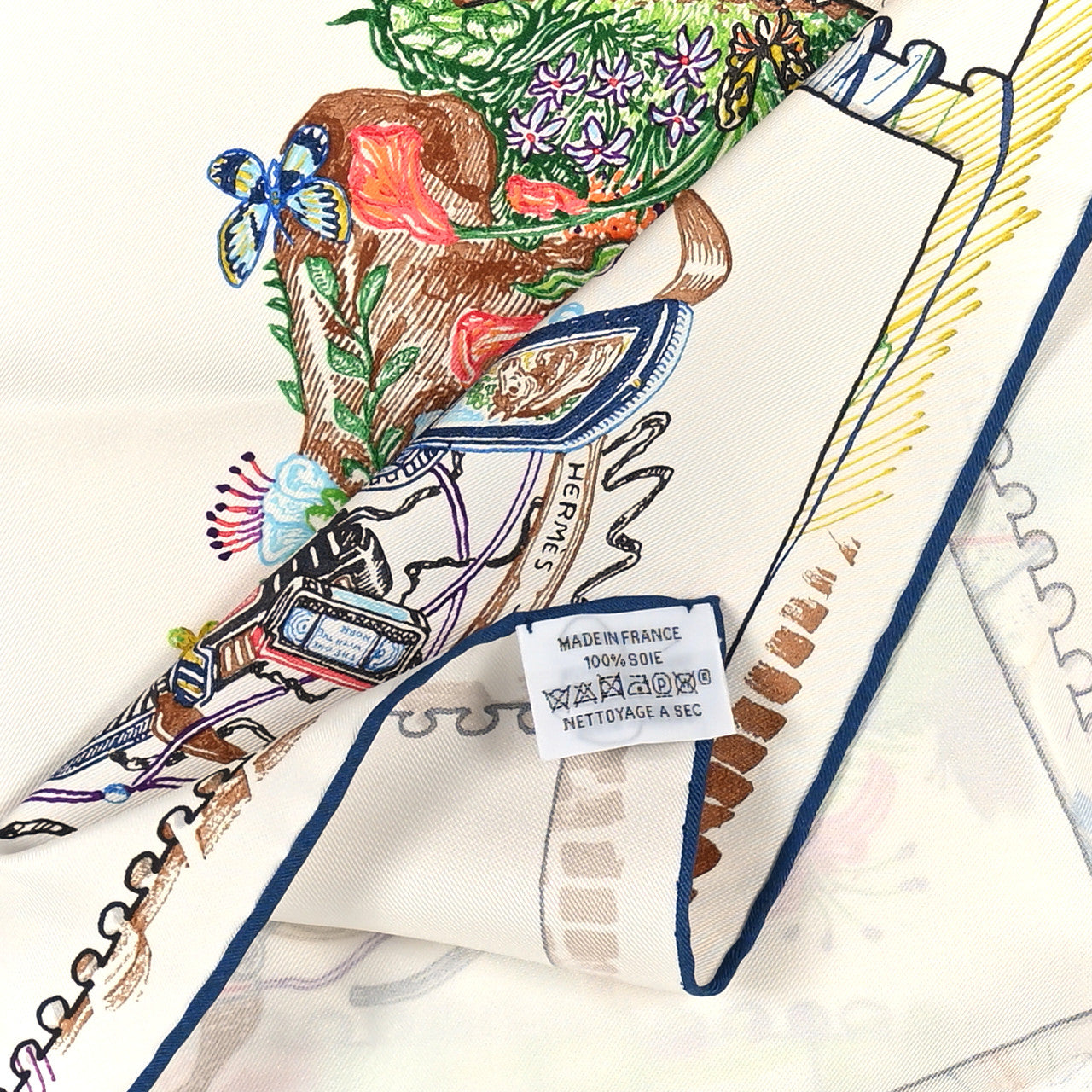 Hermes Silk Chevaloscope Scarf 90 White Bleu Multicolor 2 of 3
