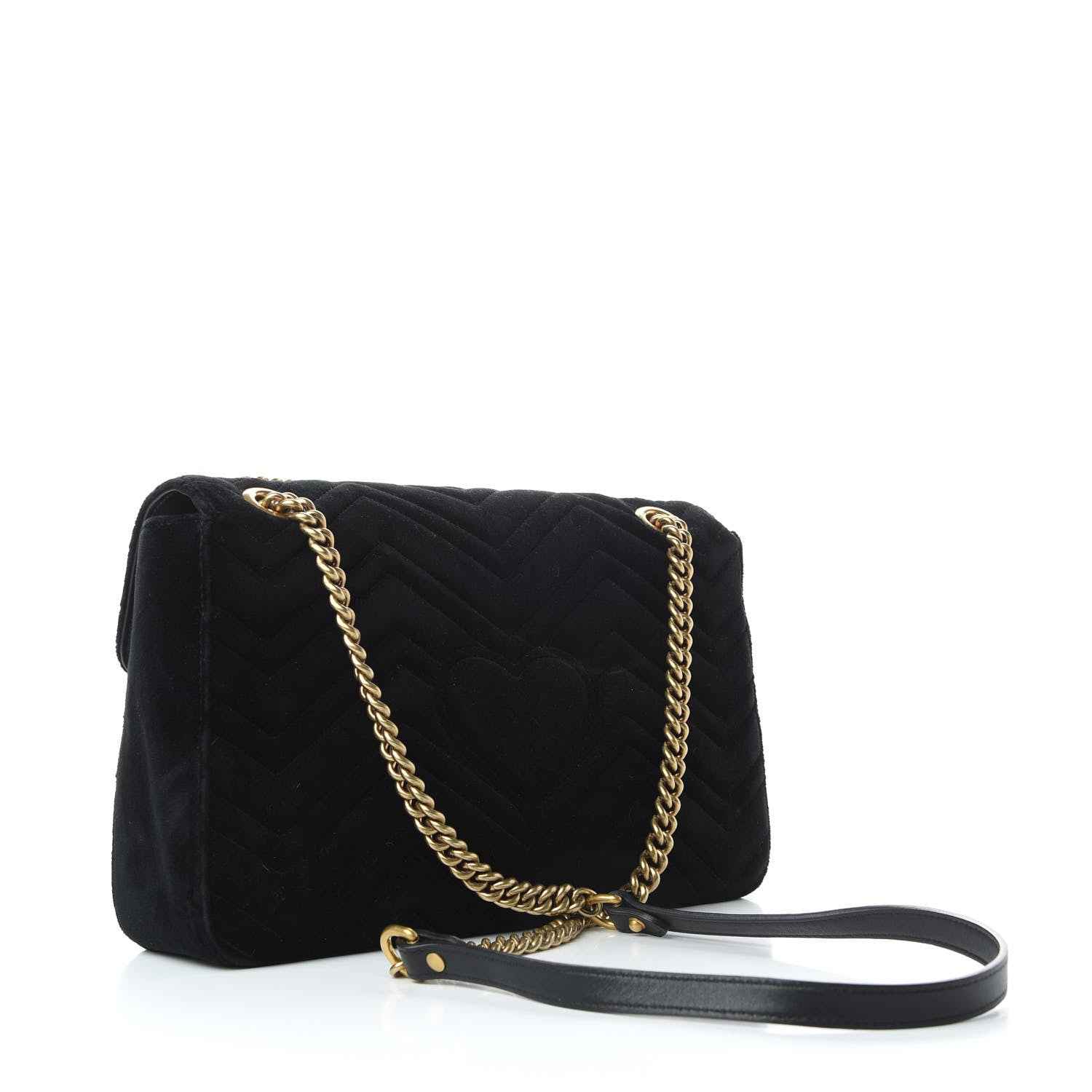 Gucci Velvet Matelasse Loved Embroidered Medium GG Marmont Shoulder Bag Black 4 of 10