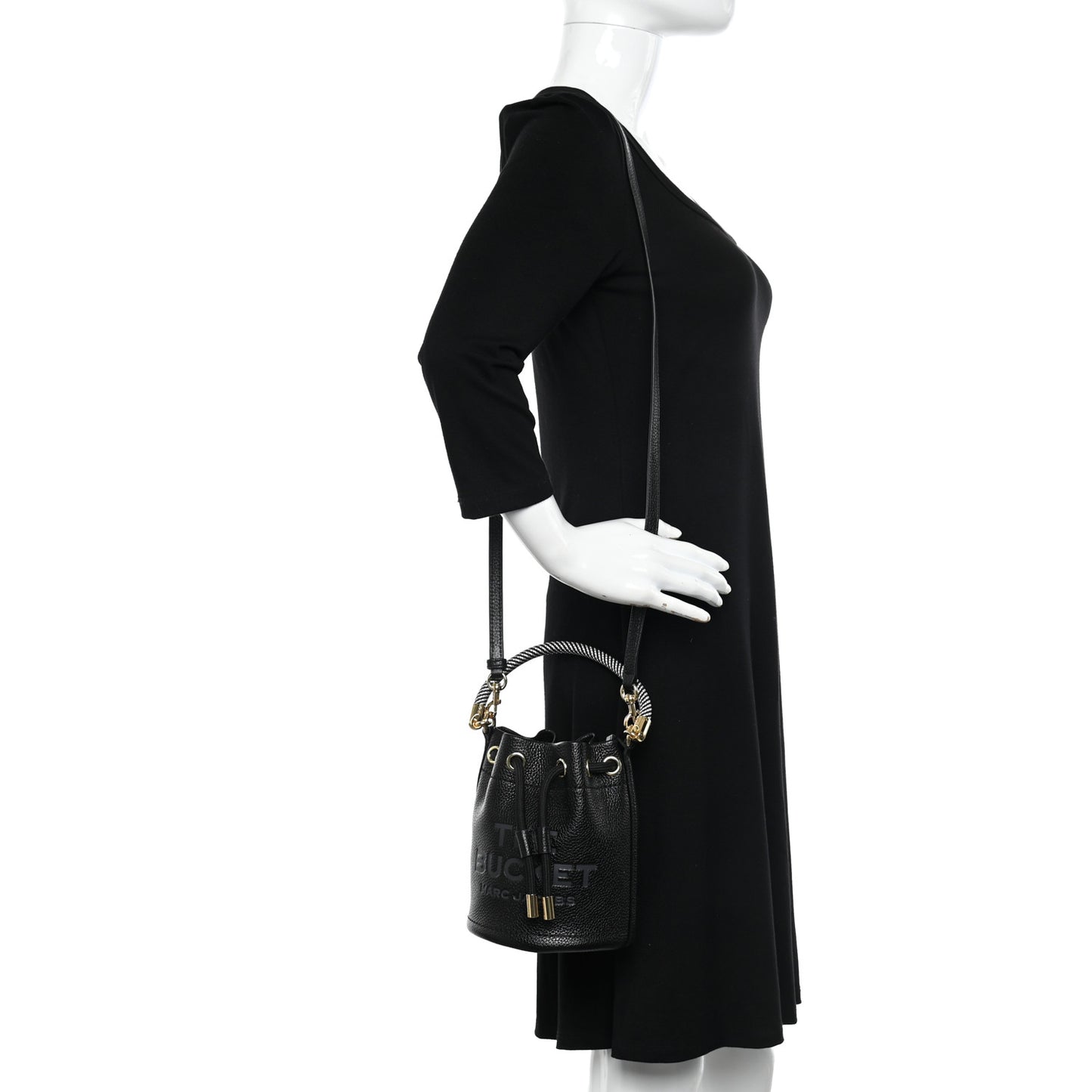Grained Calfskin Mini The Bucket Bag Black