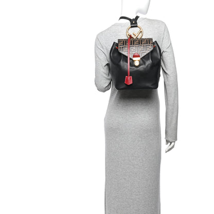 Fendi Vitello Cruise Bi-Color FF 1974 Embossed F is Fendi Drawstring Backpack Black Fragola Maya 2 of 10