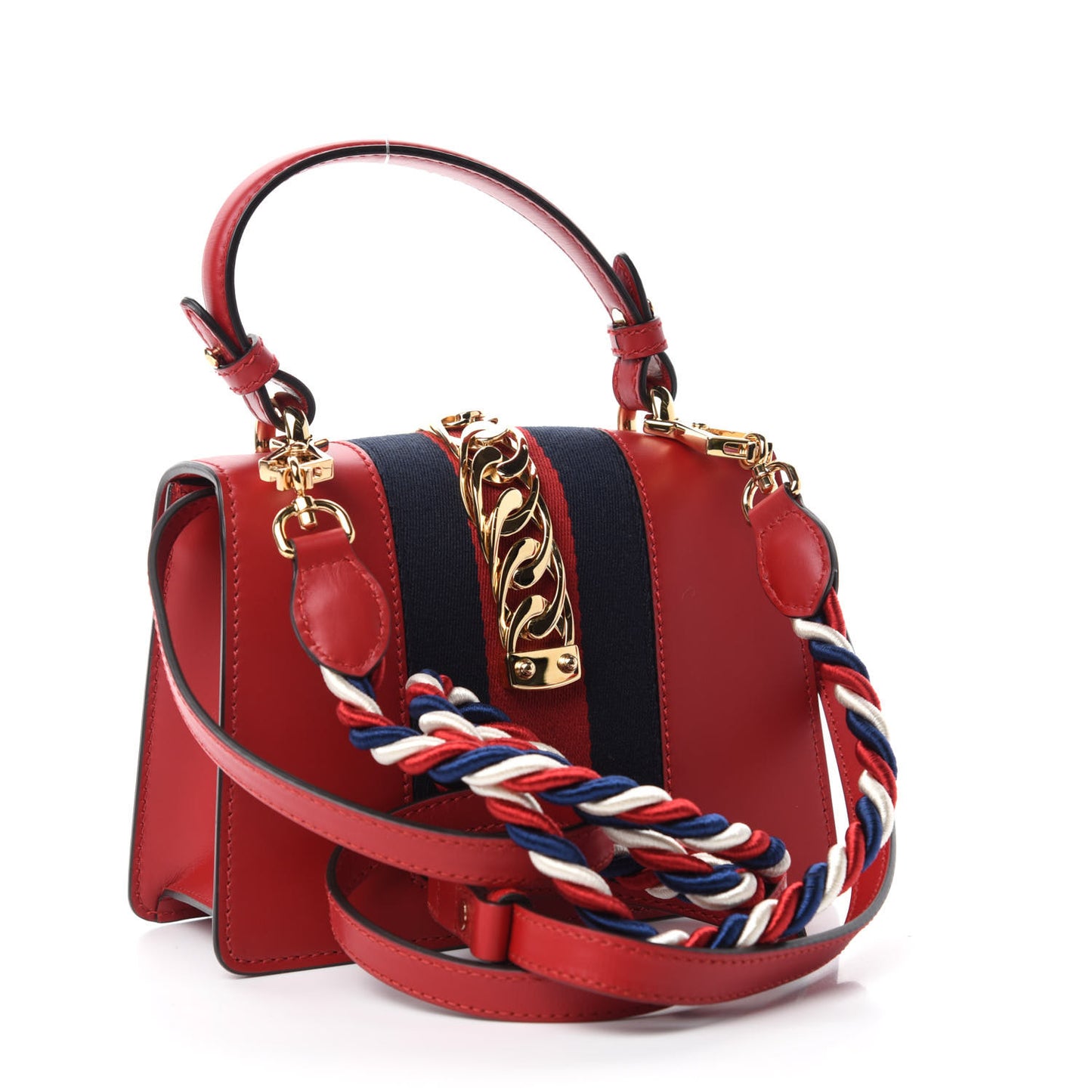 Calfskin Mini Sylvie Top Handle Bag Hibiscus Red