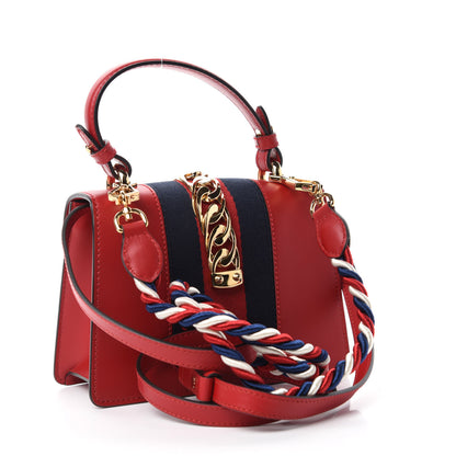 Gucci Calfskin Mini Sylvie Top Handle Bag Hibiscus Red 3 of 11
