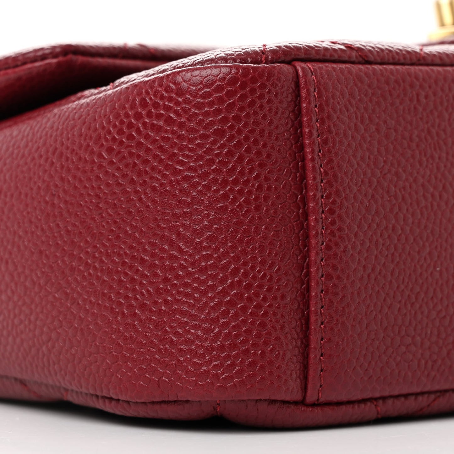 Caviar Quilted Chain Soul Flap Burgundy