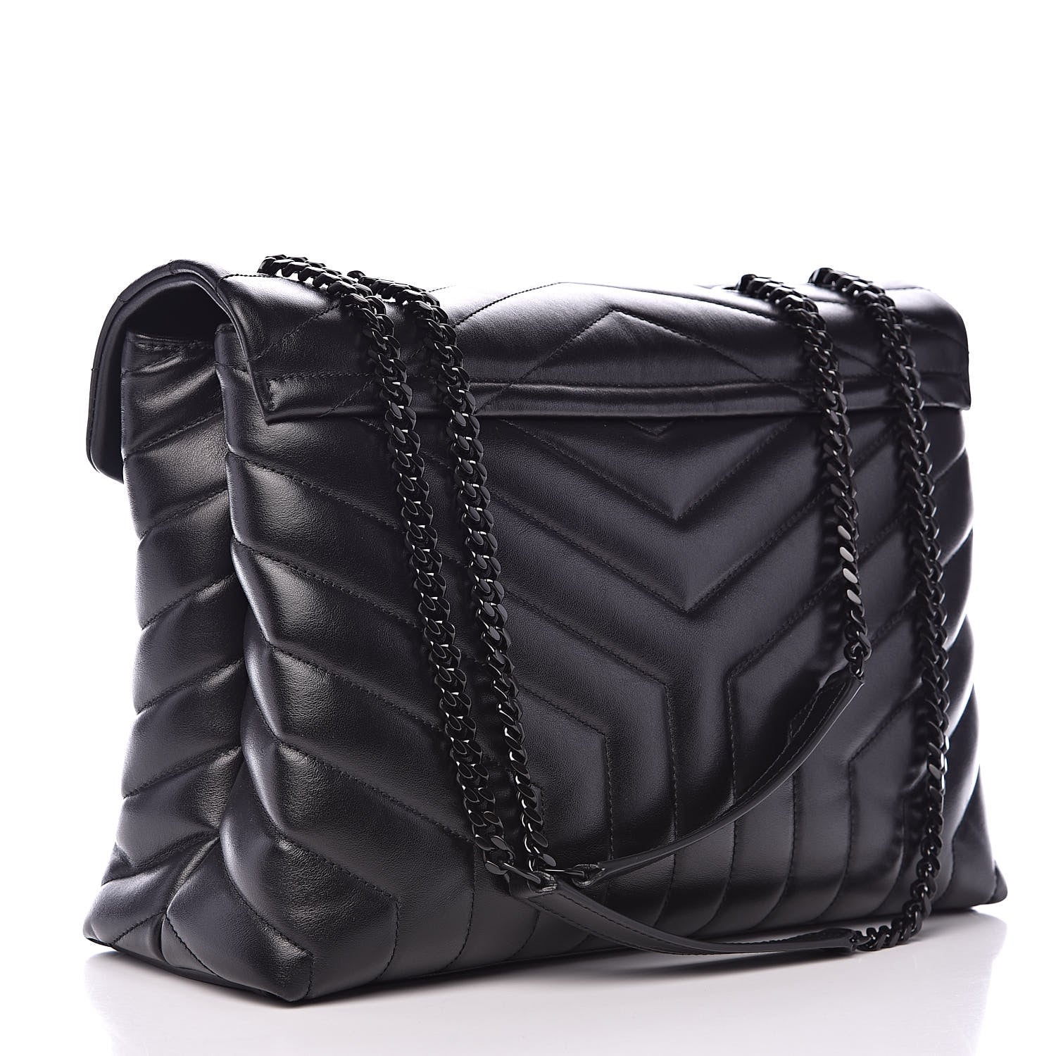 Saint Laurent Calfskin Y Quilted Monogram Medium Loulou Chain Satchel Black 3 of 10