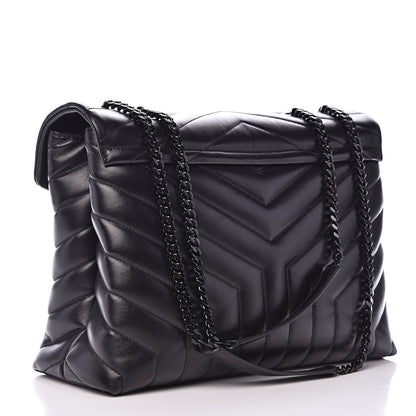 Saint Laurent Calfskin Y Quilted Monogram Medium Loulou Chain Satchel Black 3 of 10