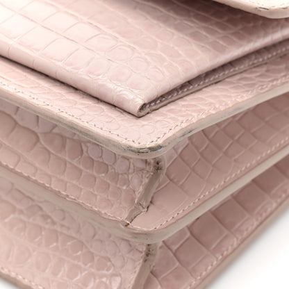 Saint Laurent Calfskin Crocodile Embossed Medium Monogram Sunset Powder Pink 20 of 22