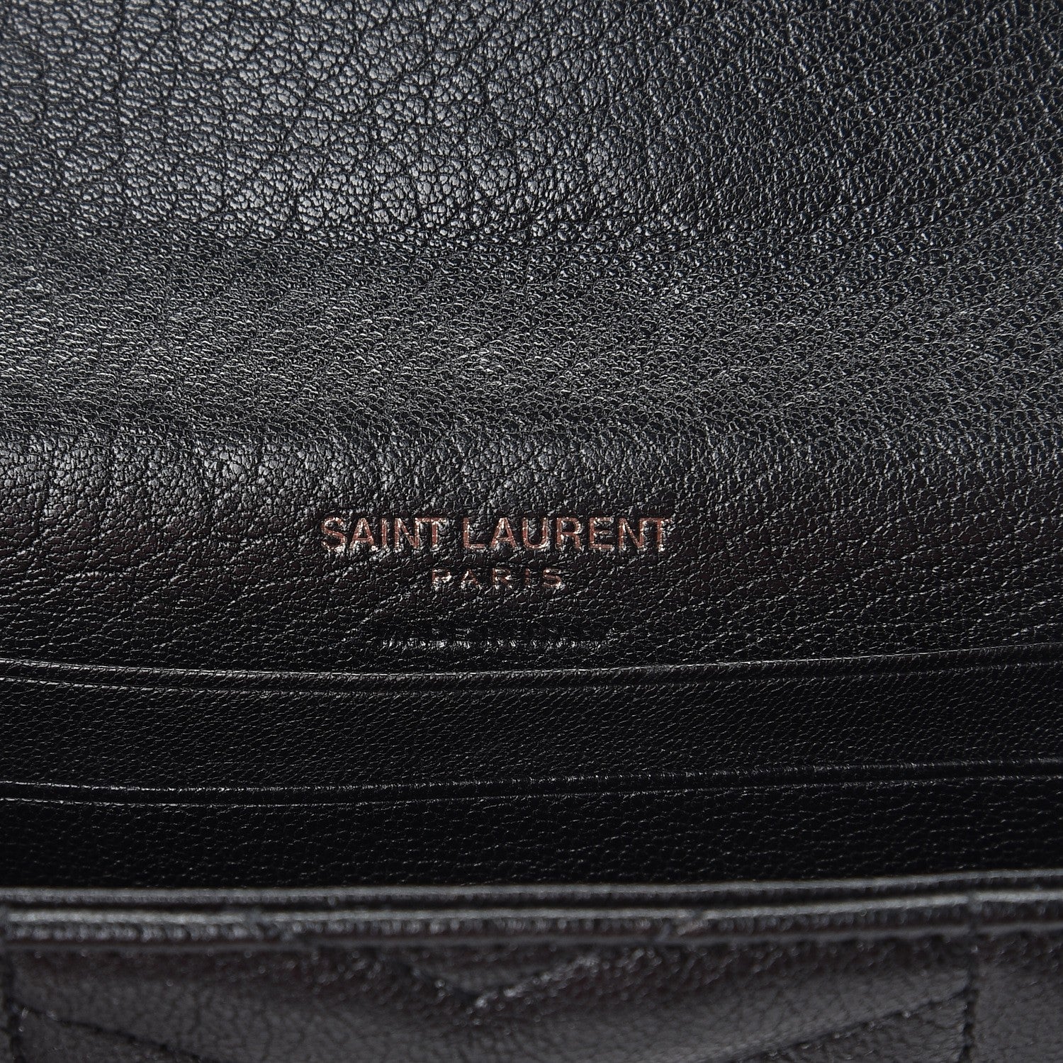 Saint Laurent Lambskin Mixed Matelasse Chevron Small Monogram Envelope Wallet Black 6 of 7