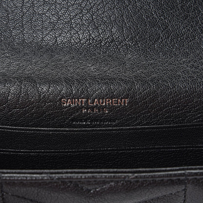 Saint Laurent Lambskin Mixed Matelasse Chevron Small Monogram Envelope Wallet Black 6 of 7
